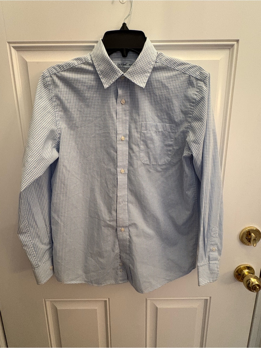 Cat & Jack Men's Blue Micro-Check Dress Shirt